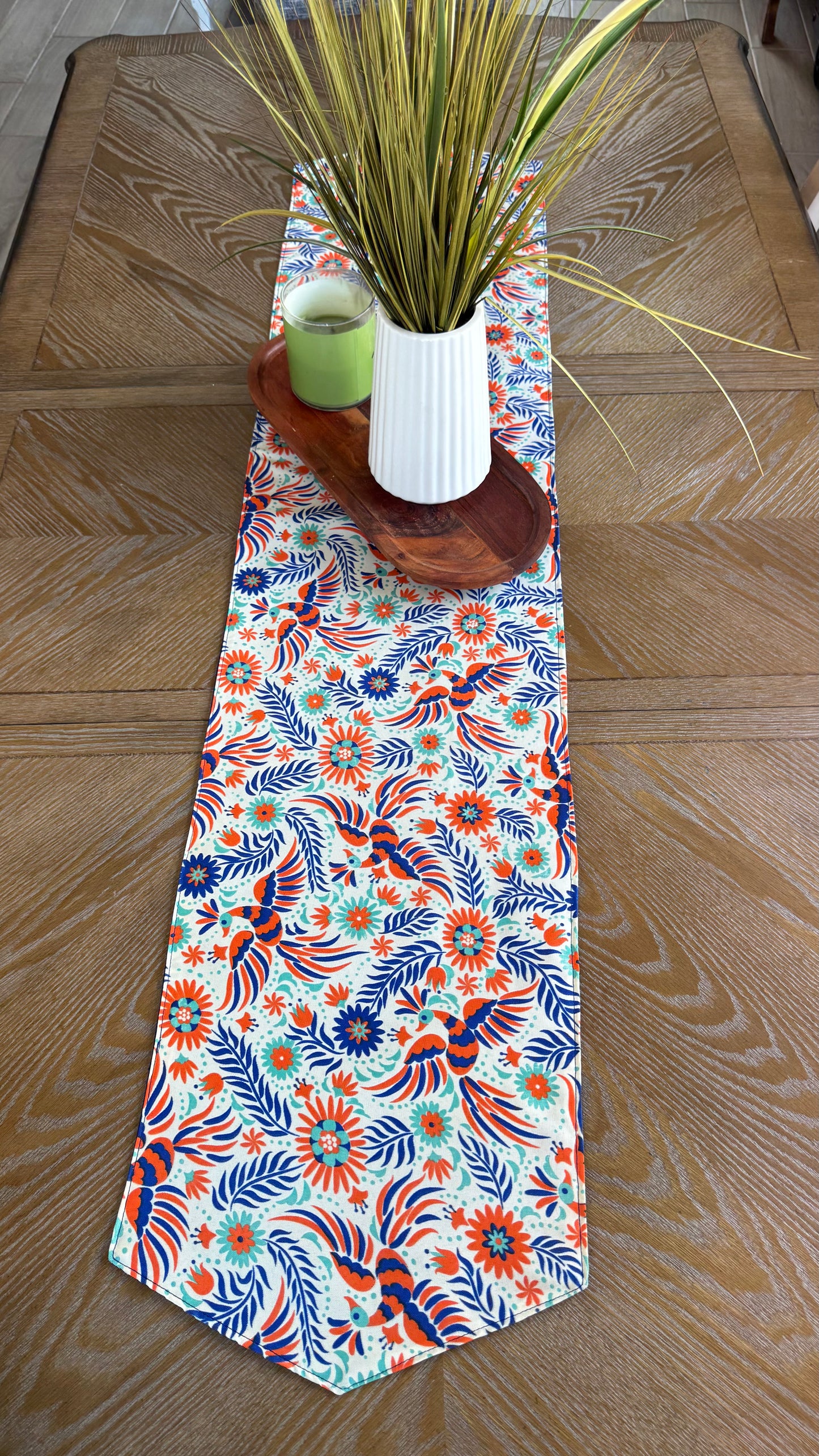 Otomi inspired (printed) Table Runner (Blue)