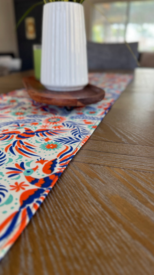 Otomi inspired (printed) Table Runner (Blue)