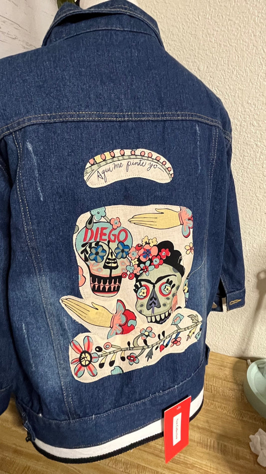 One of a kind Denim Jacket - Frida y Diego (beige