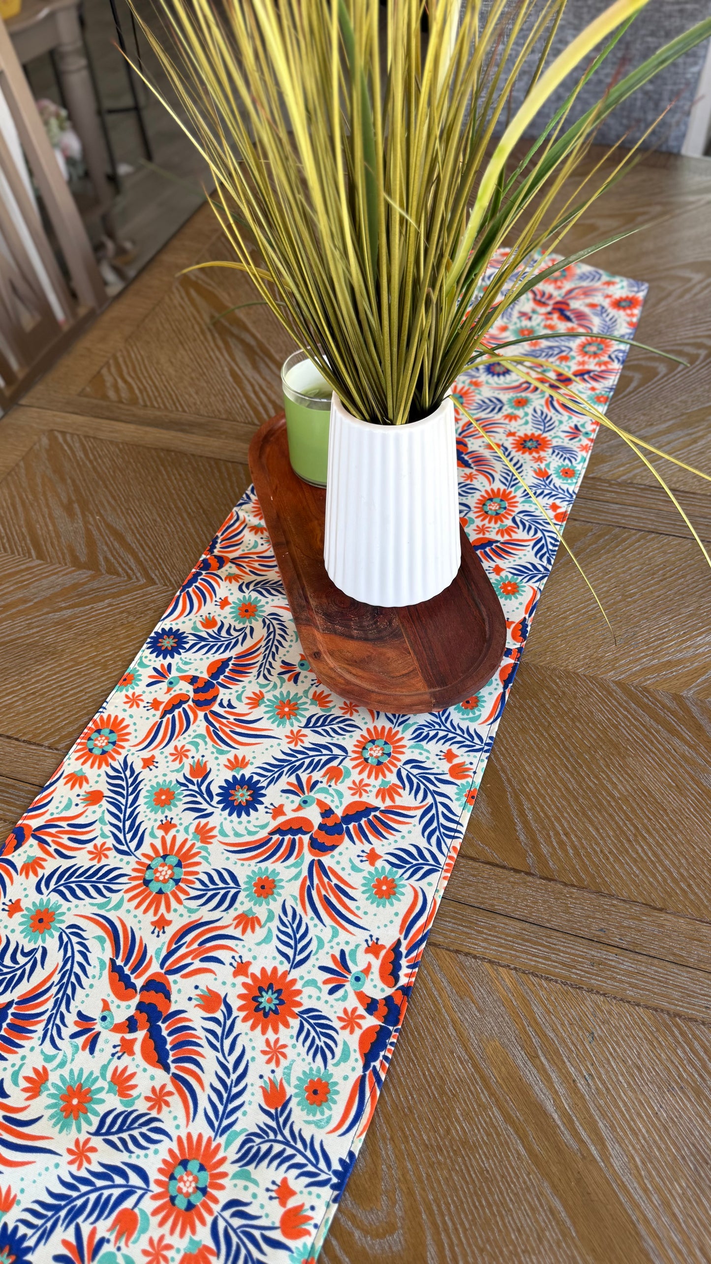 Otomi inspired (printed) Table Runner (Blue)