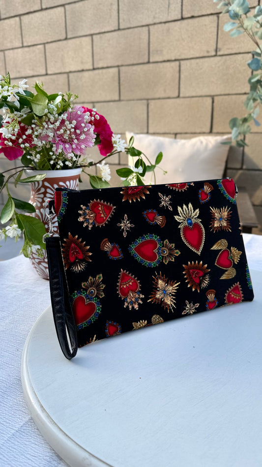 Clutch - Sacred Hearts Zipper Bag