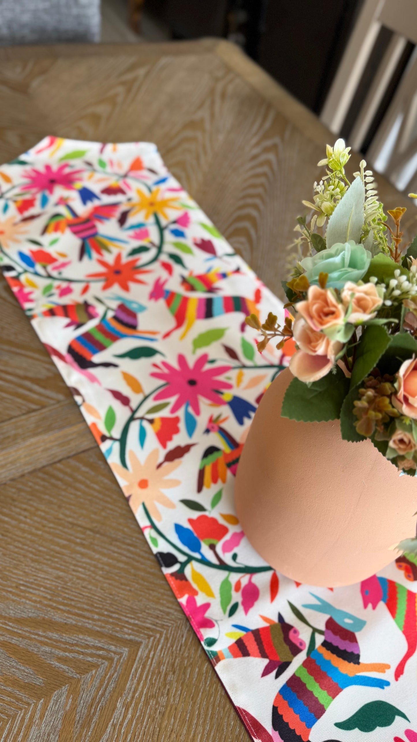 Otomi inspired (printed) Table Runner (pink)