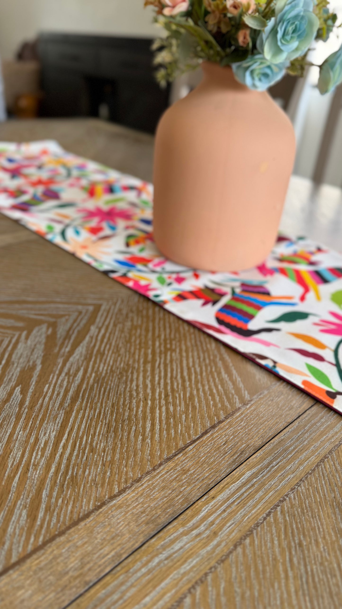 Otomi inspired (printed) Table Runner (pink)