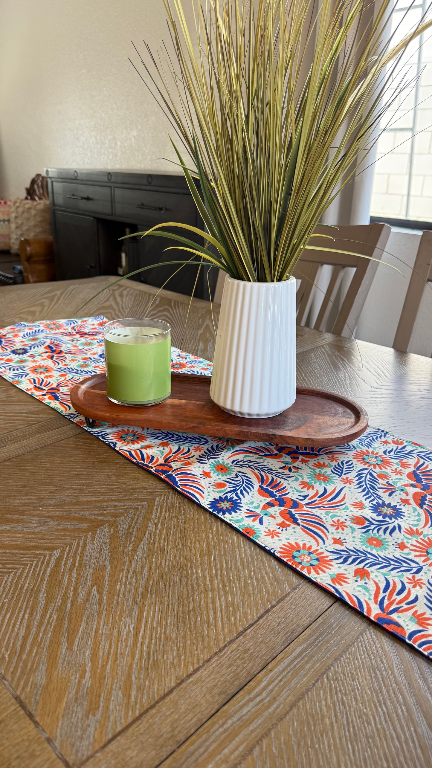 Otomi inspired (printed) Table Runner (Blue)