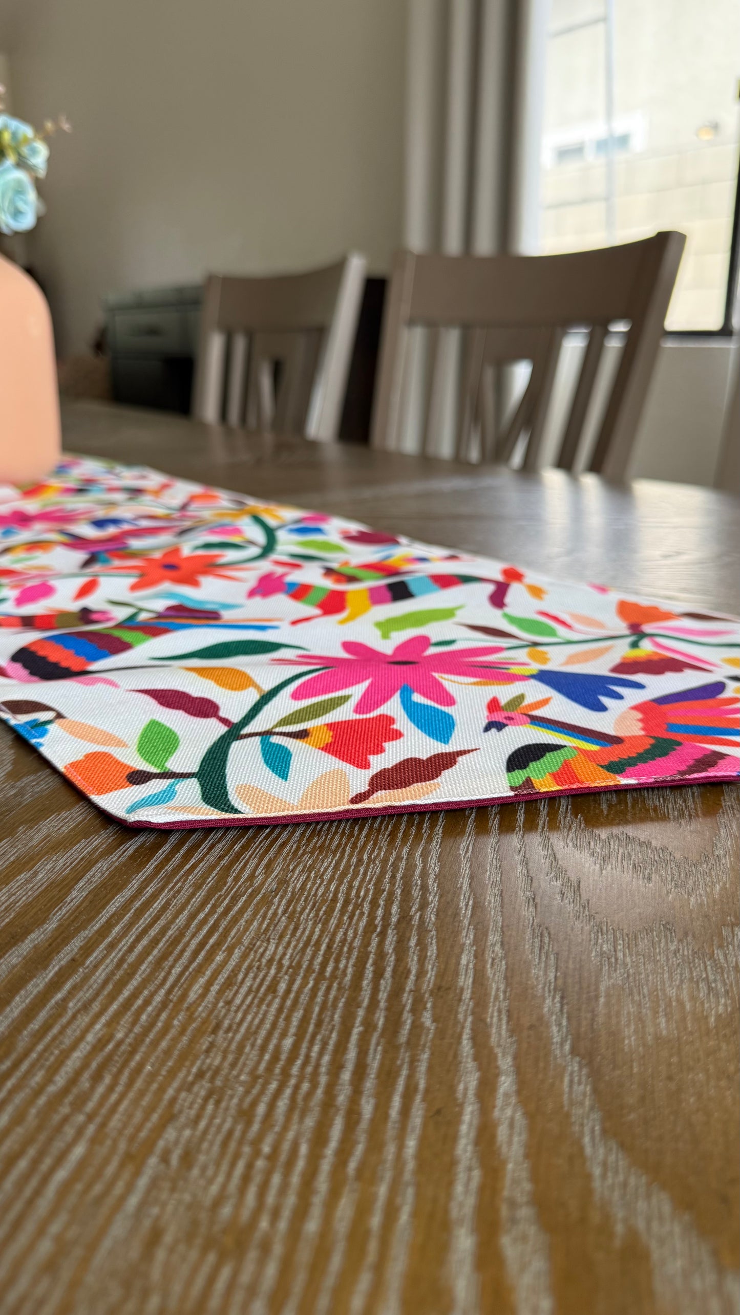 Otomi inspired (printed) Table Runner (pink)
