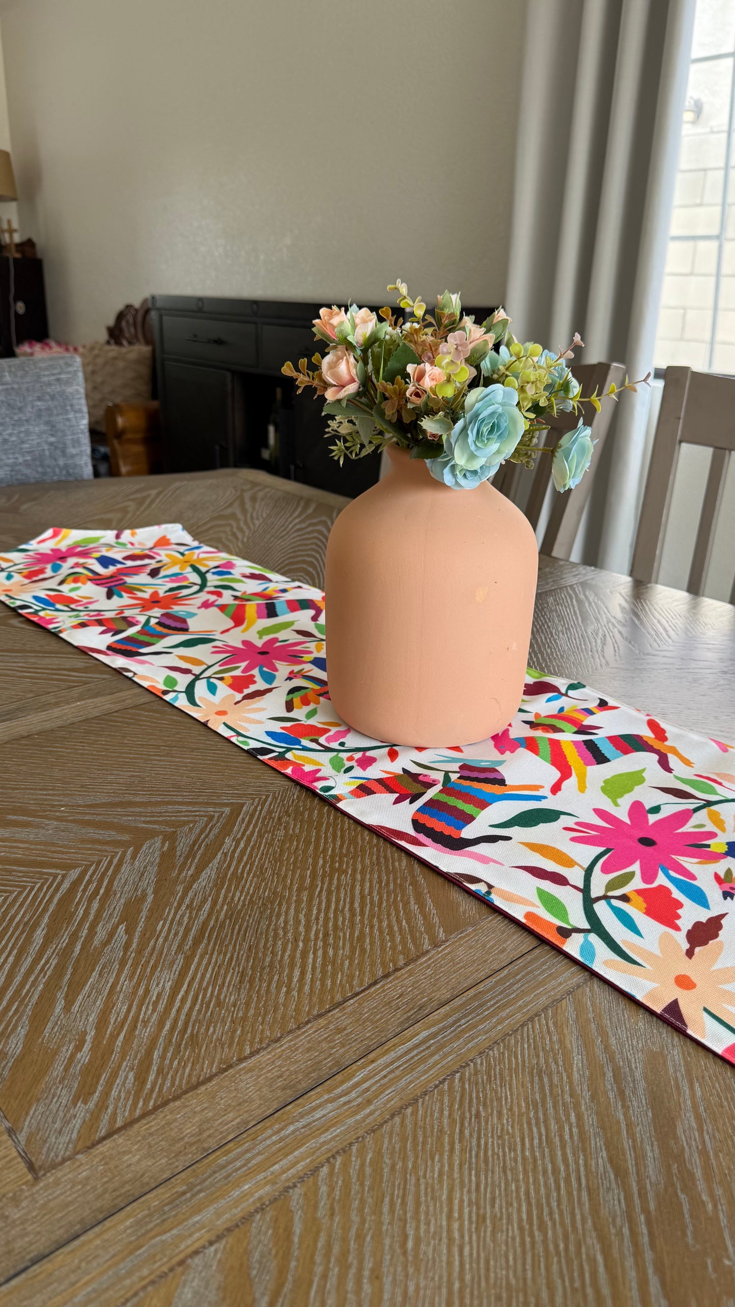 Otomi inspired (printed) Table Runner (pink)