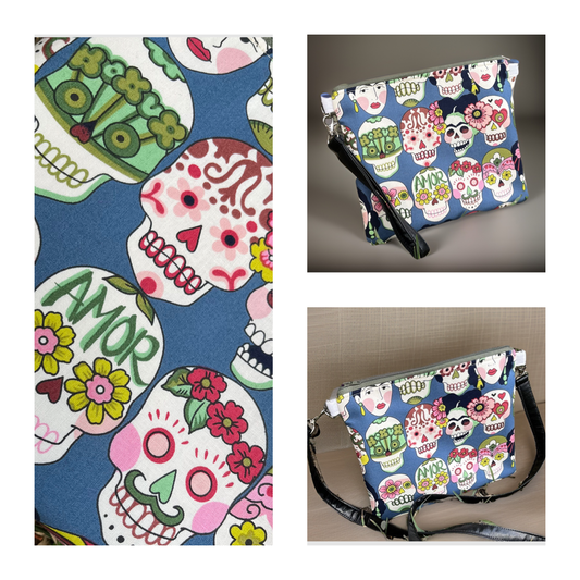 Frida y Calaveritas de Amor Zipper Bag (blue)