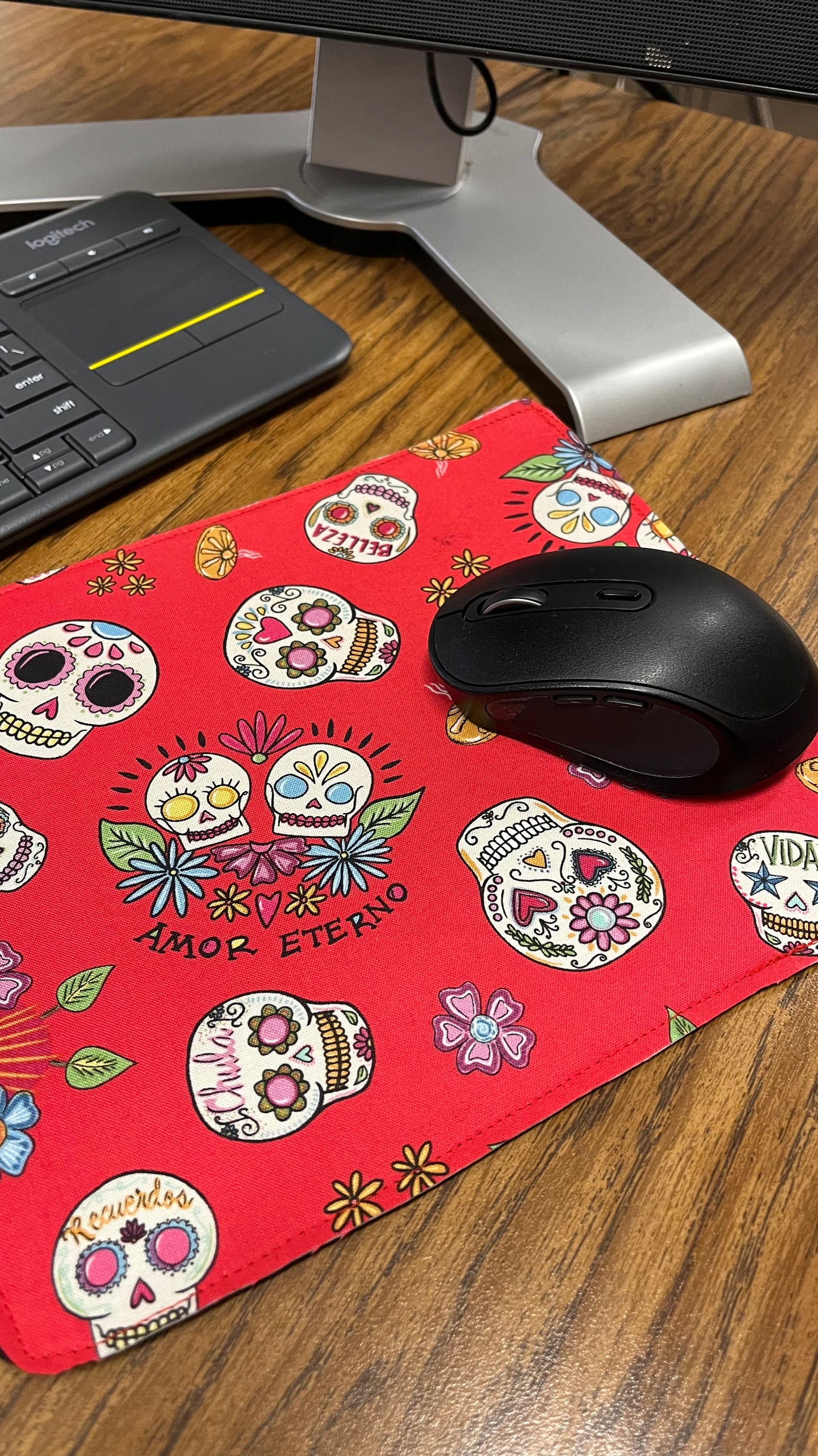 Soft Red Calaveritas Mouse Pad
