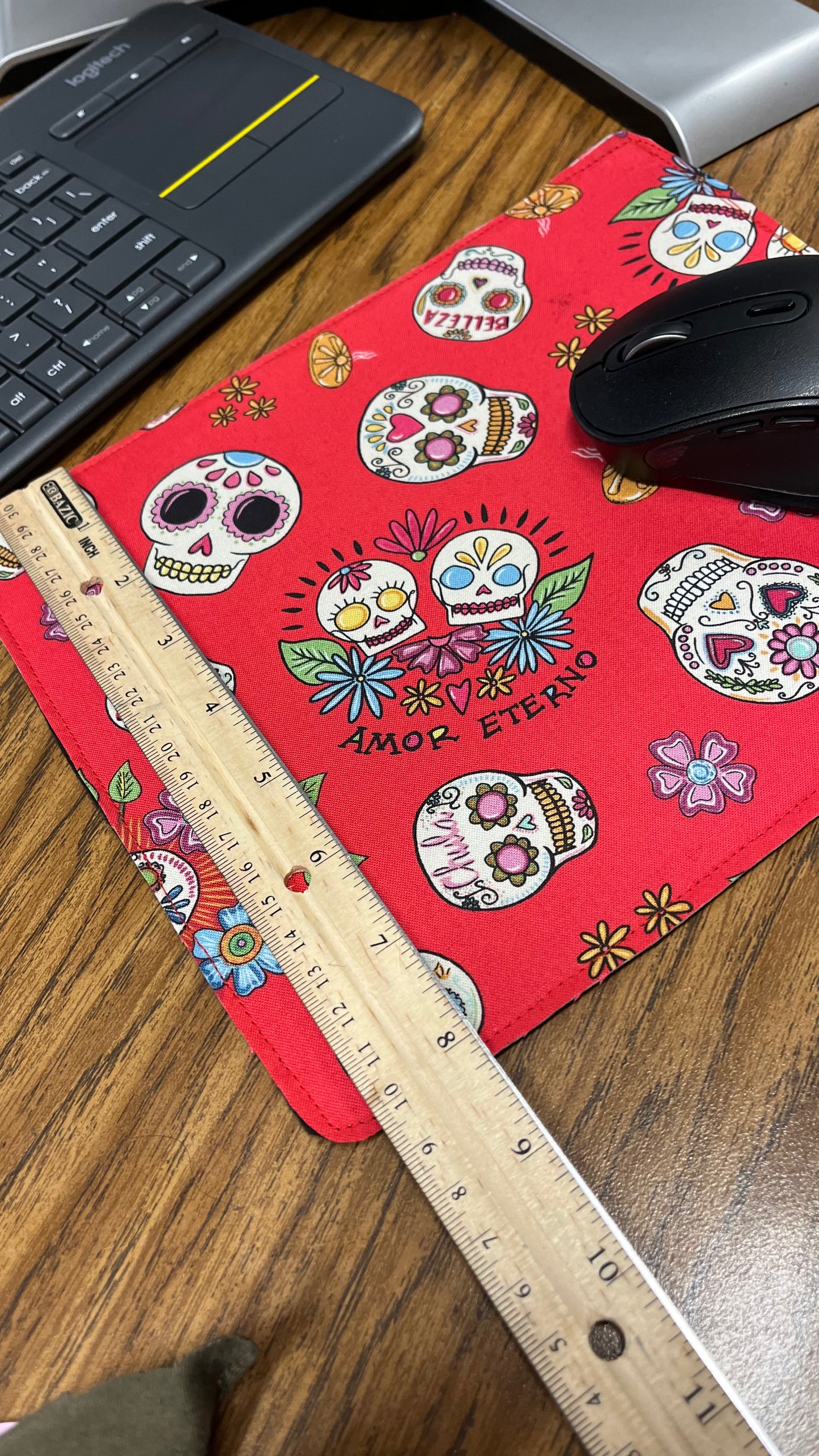 Soft Red Calaveritas Mouse Pad