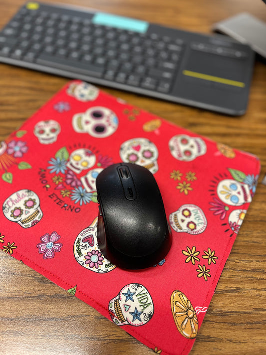 Soft Red Calaveritas Mouse Pad