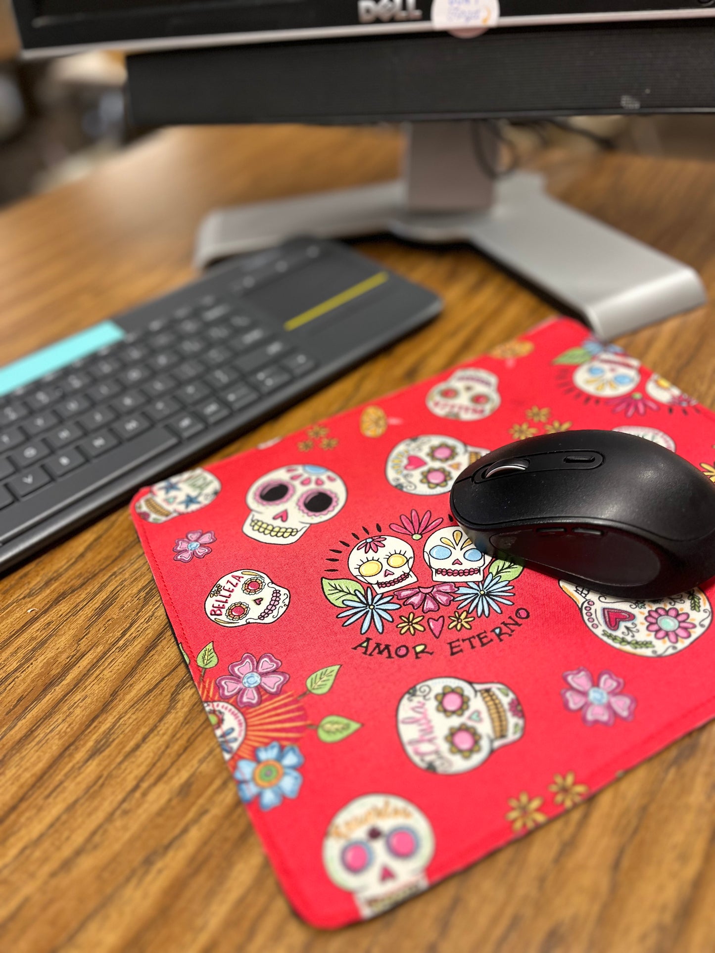 Soft Red Calaveritas Mouse Pad