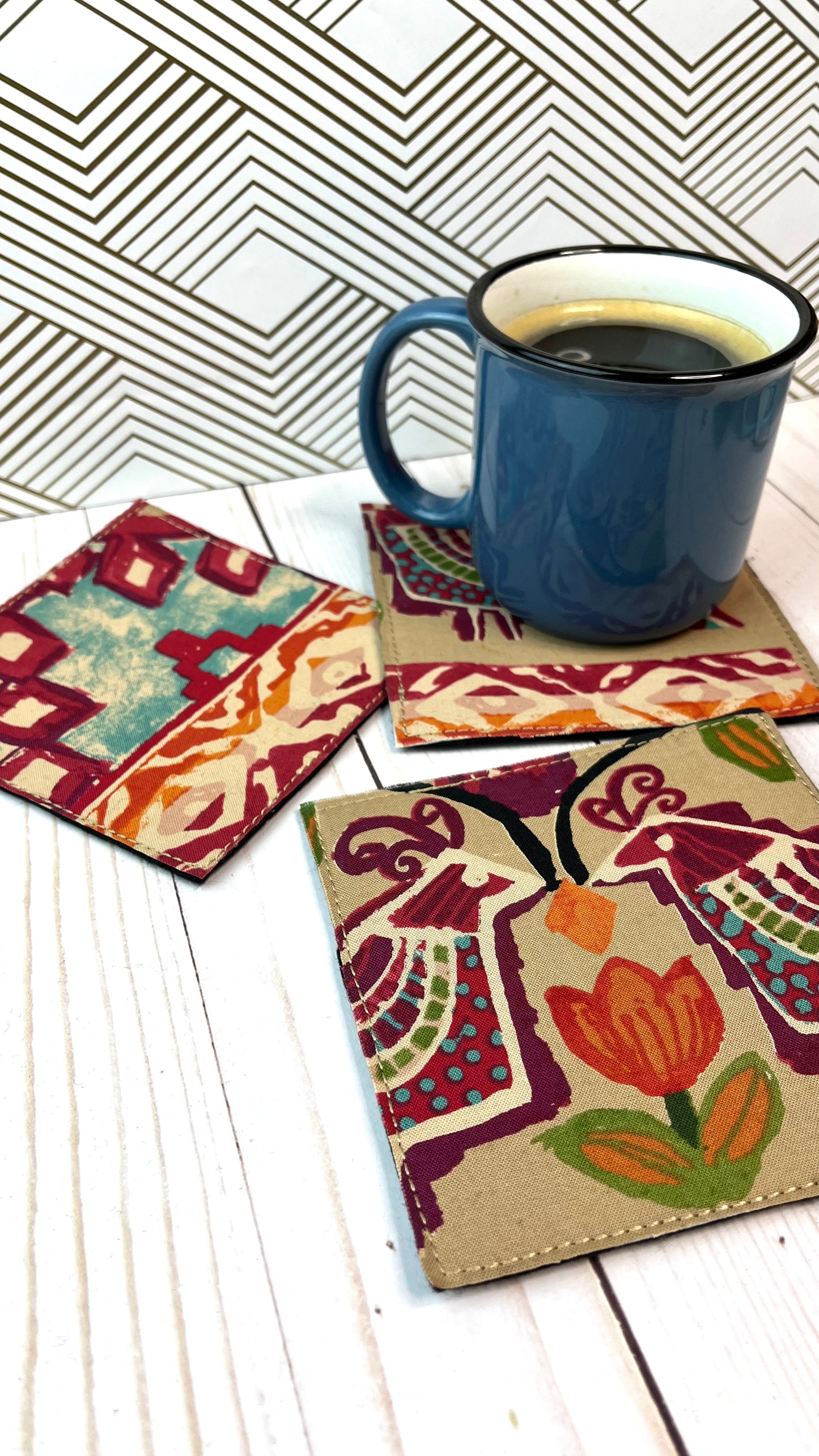 Ikat Fabric Coasters