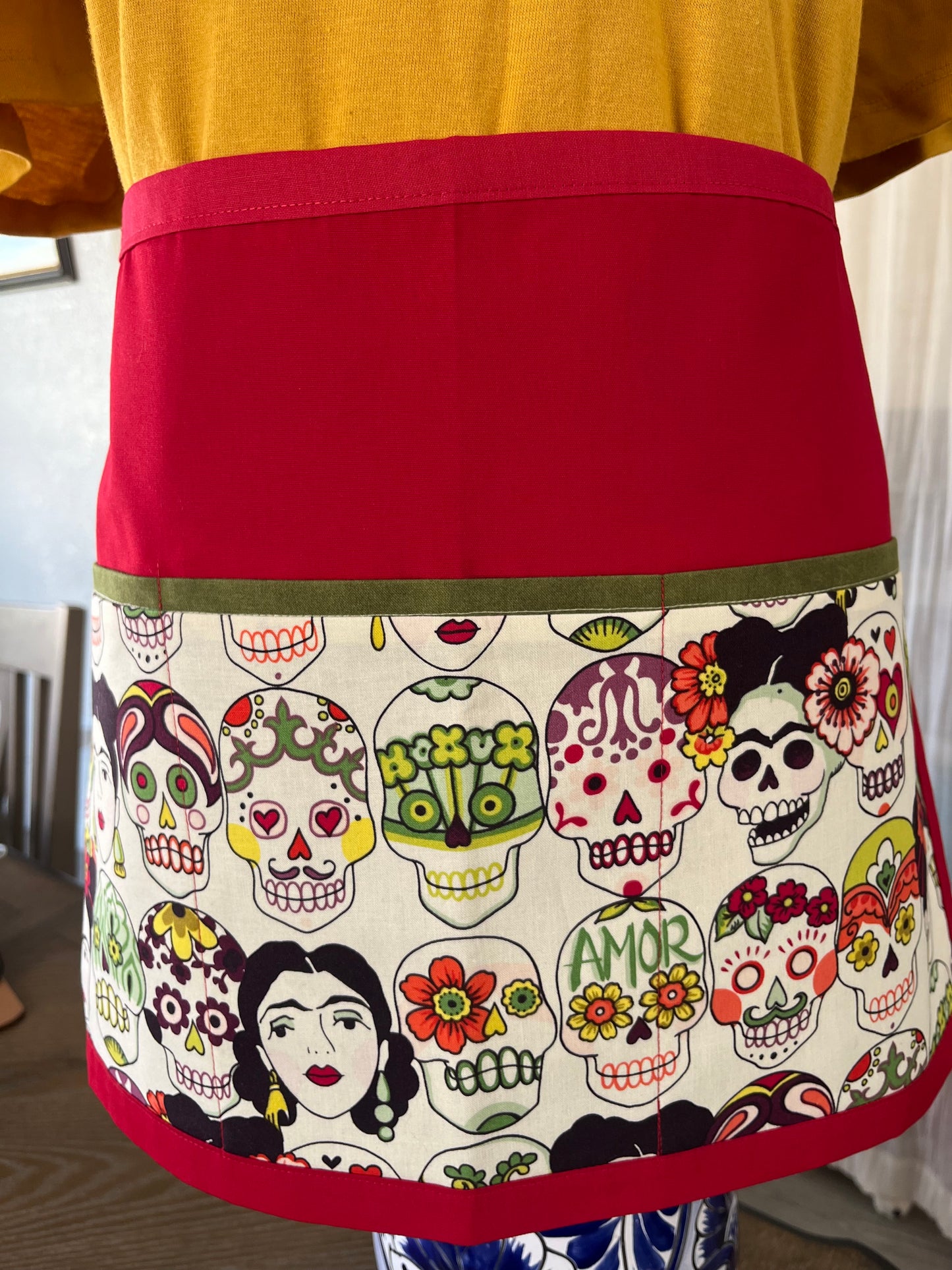 Frida and Calaveritas (Red) - Multipurpose Apron