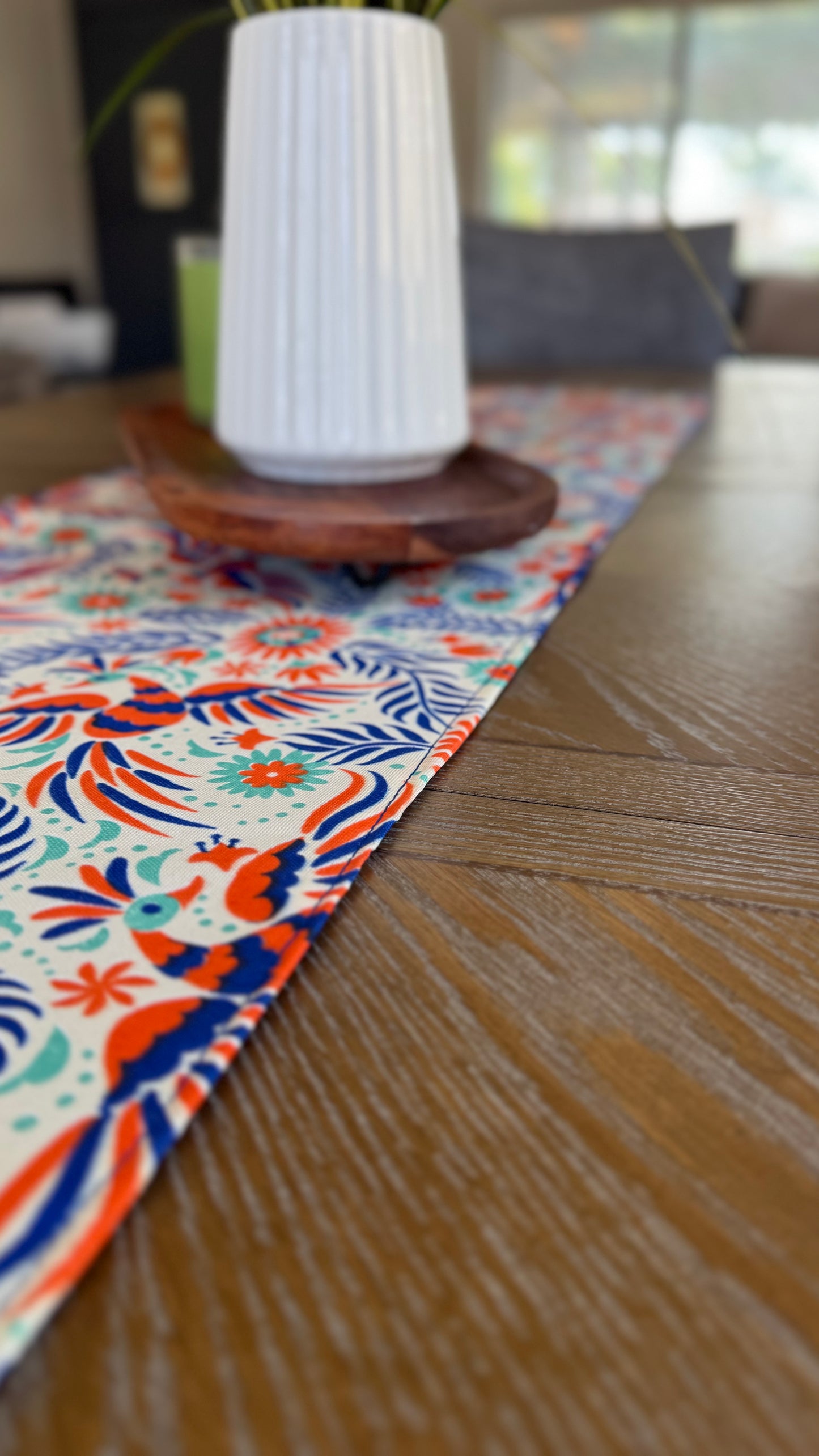 Otomi inspired (printed)  Table Runner (Blue)