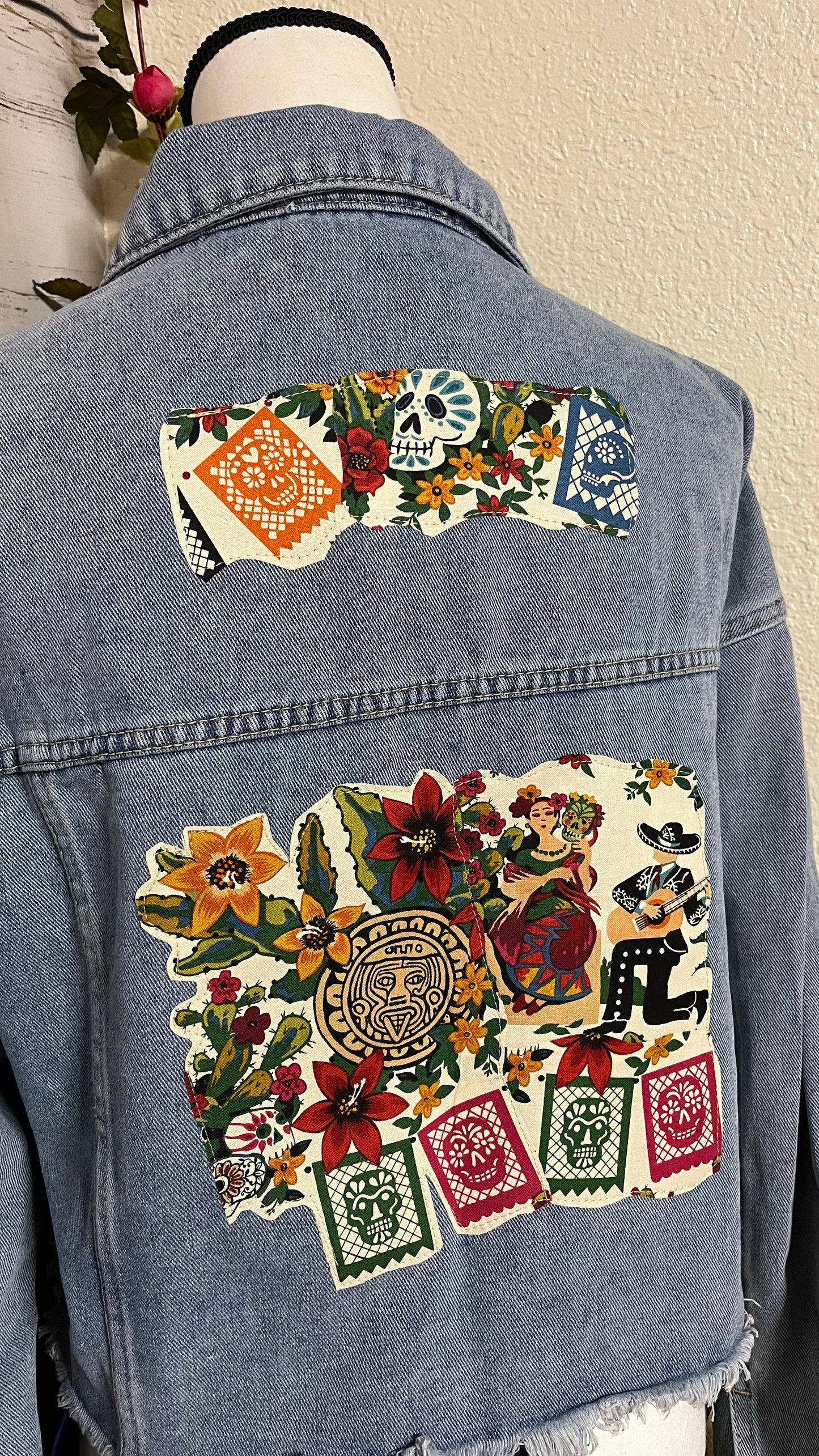 One of a kind Denim Jacket - Viva Mexico
