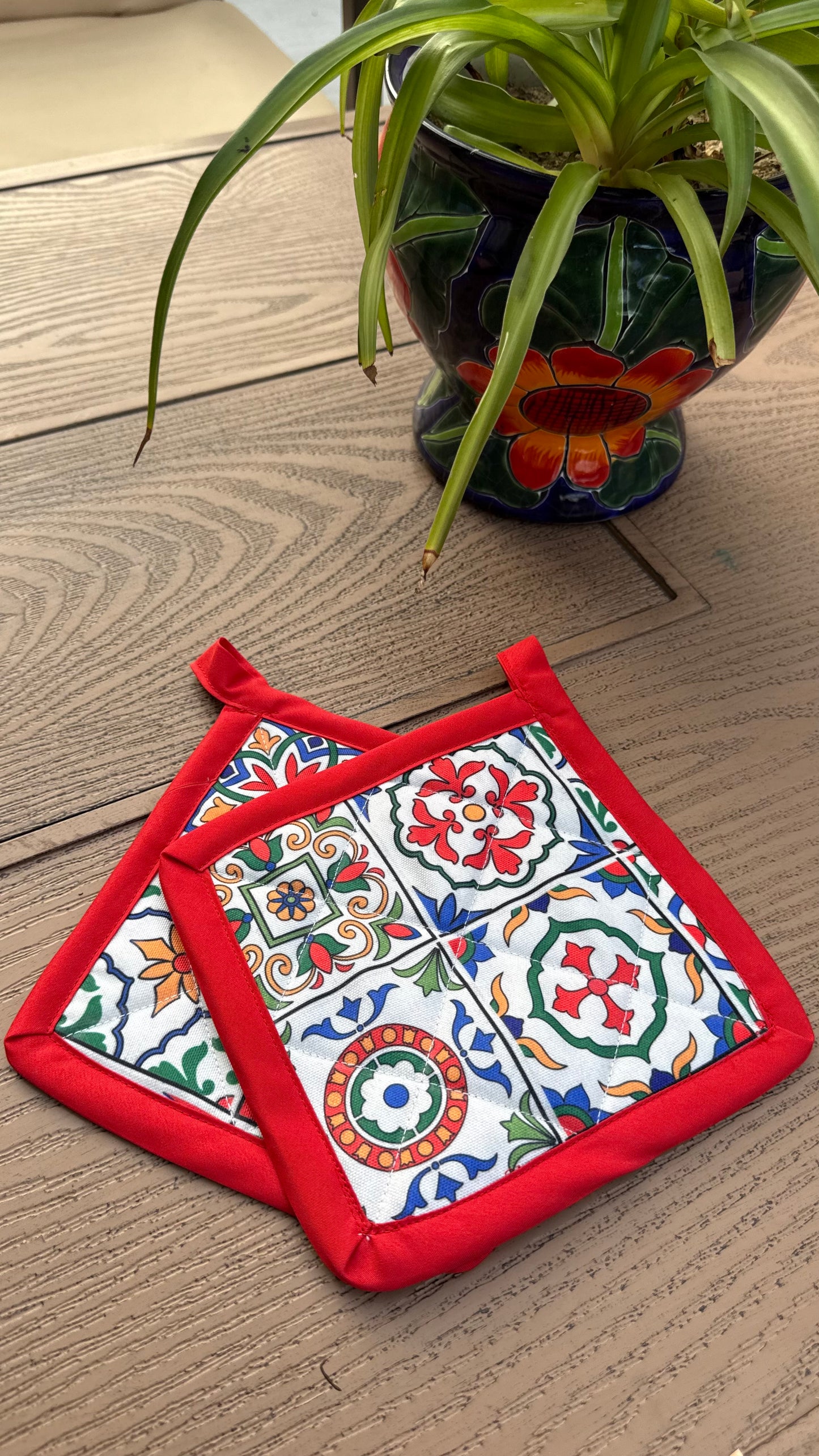 Spanish Tile inspired Fabric Pot holder/Trivet
