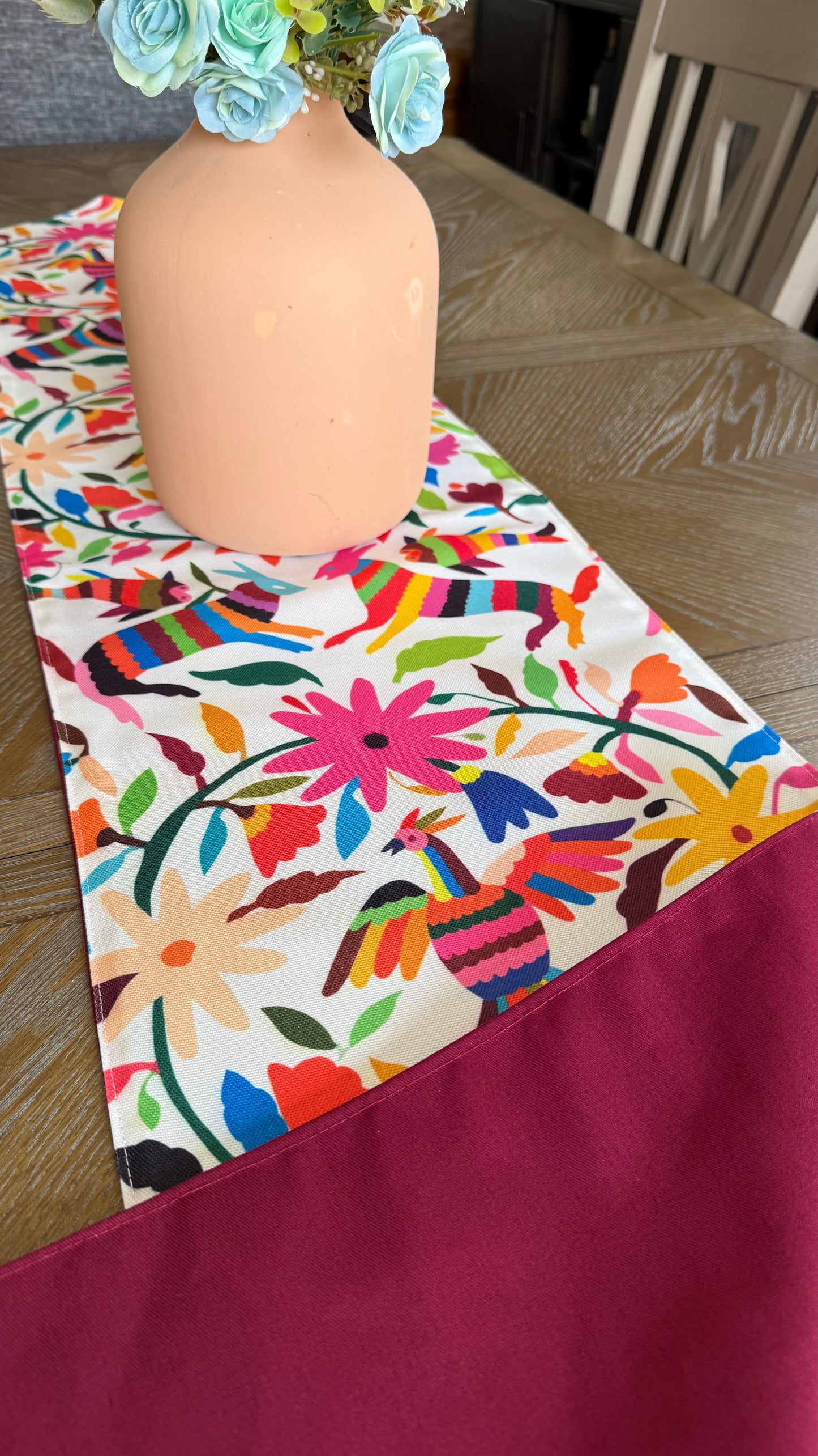 Otomi inspired (printed)  Table Runner (pink)
