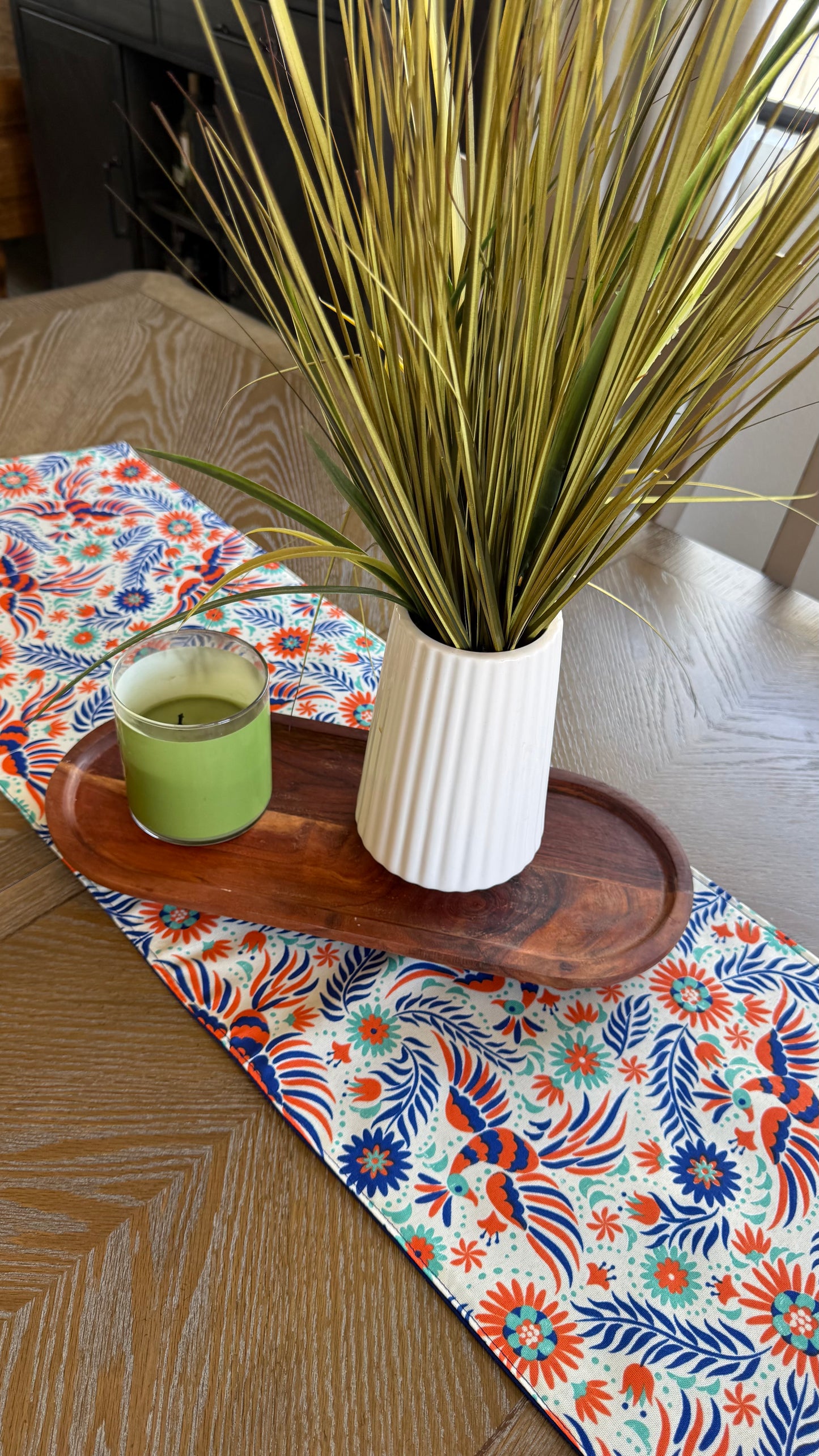 Otomi inspired (printed)  Table Runner (Blue)