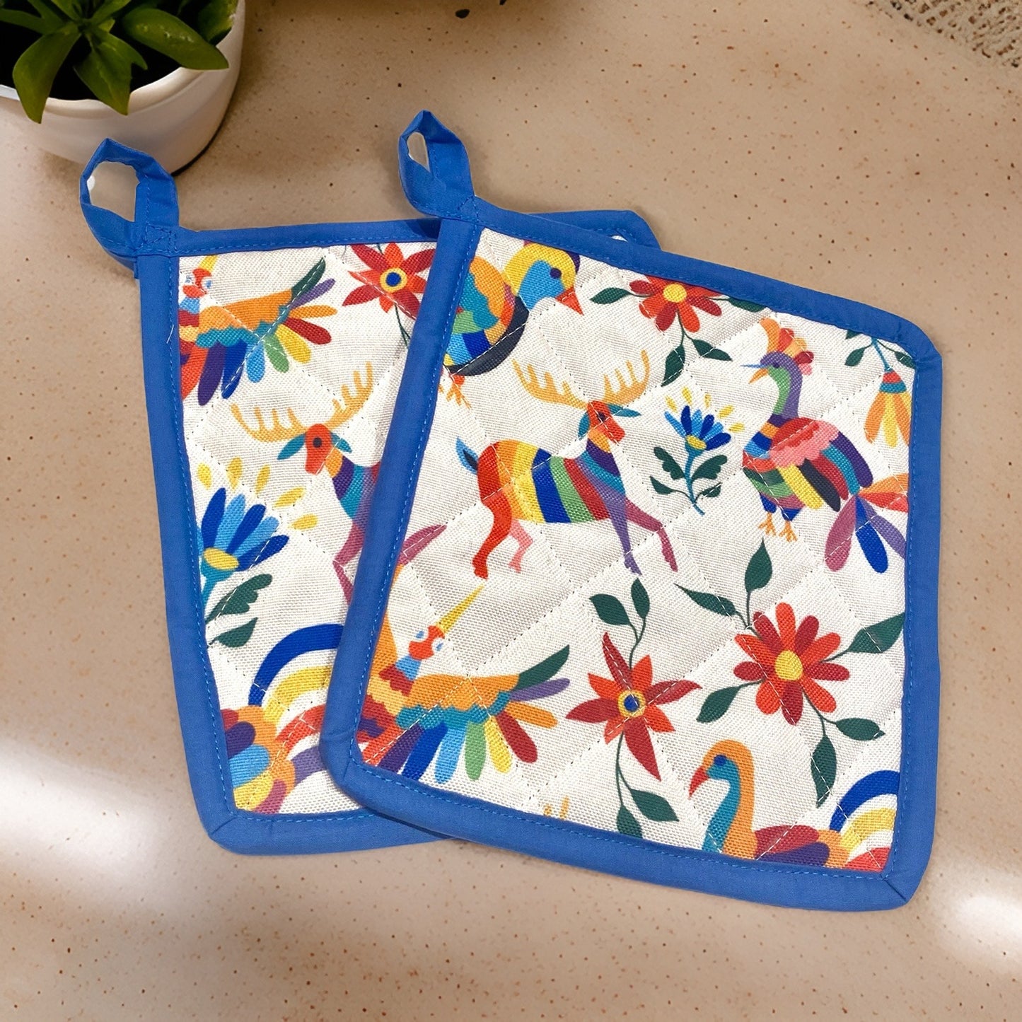 Mexican Otomi inspired Fabric Pot holder/Trivet