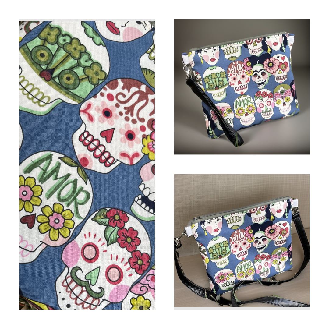 Frida y Calaveritas de Amor Zipper Bag (blue)