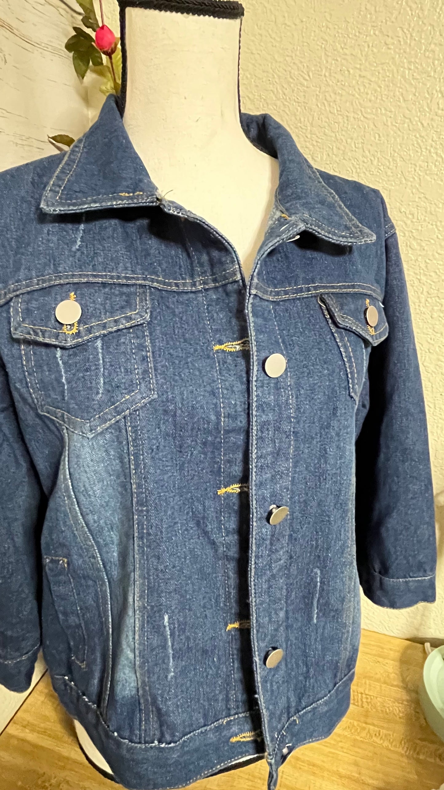 One of a kind Denim Jacket - Frida y Diego (beige