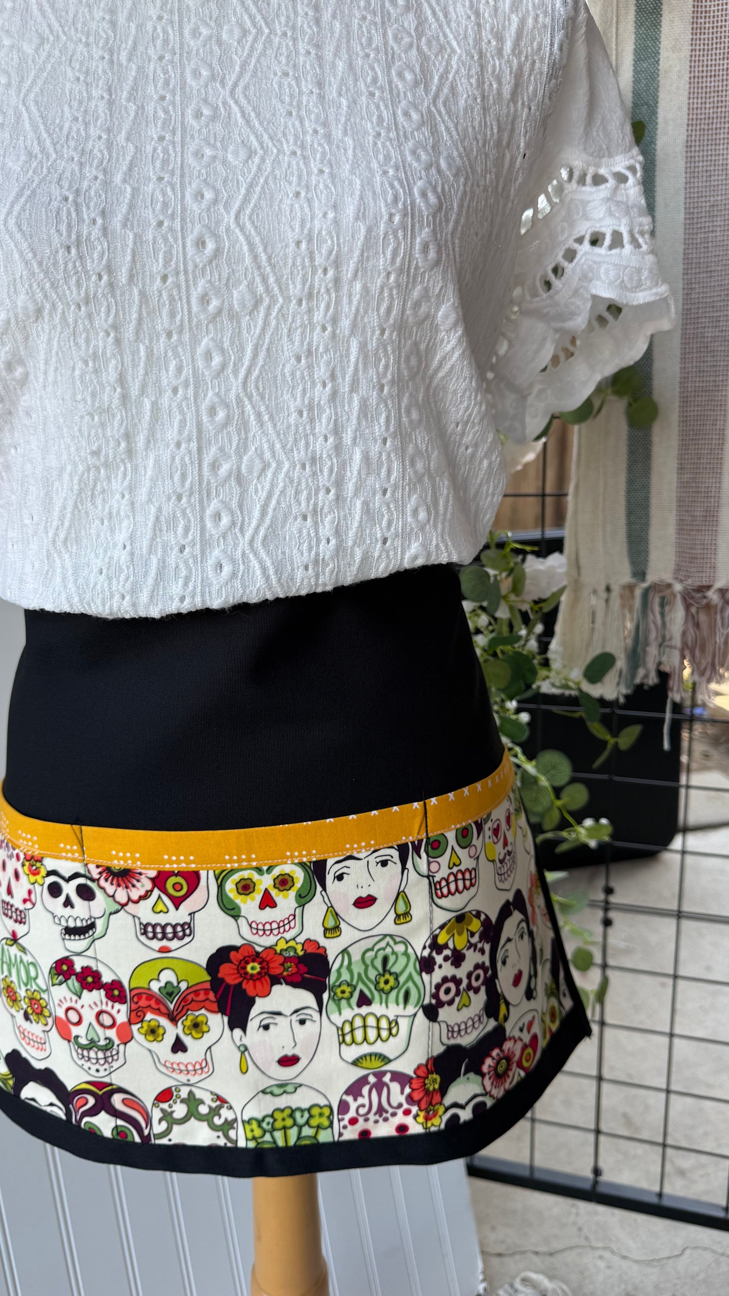Frida and Calaveritas (black) - Multipurpose Apron