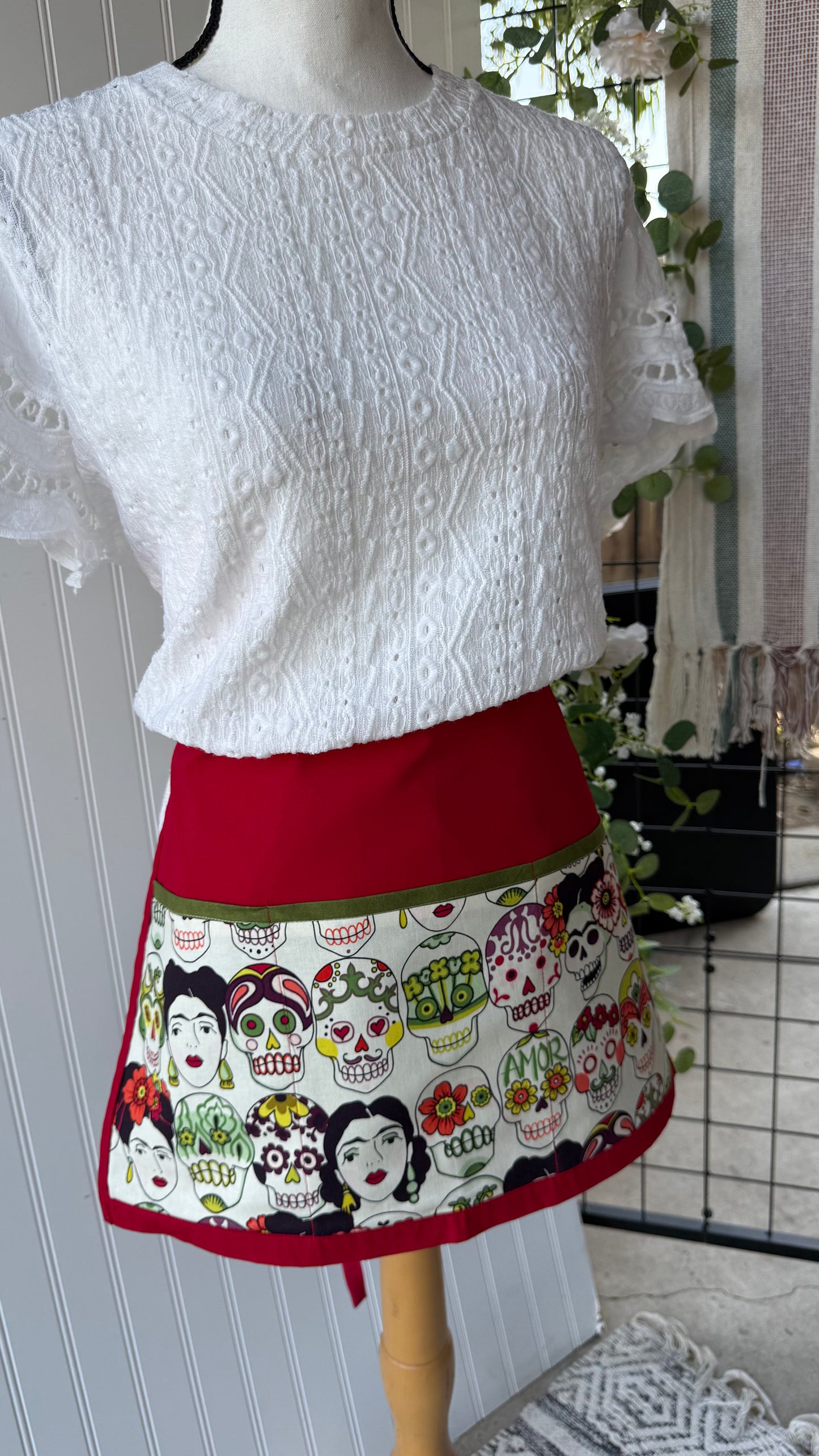 Frida and Calaveritas (Red) - Multipurpose Apron