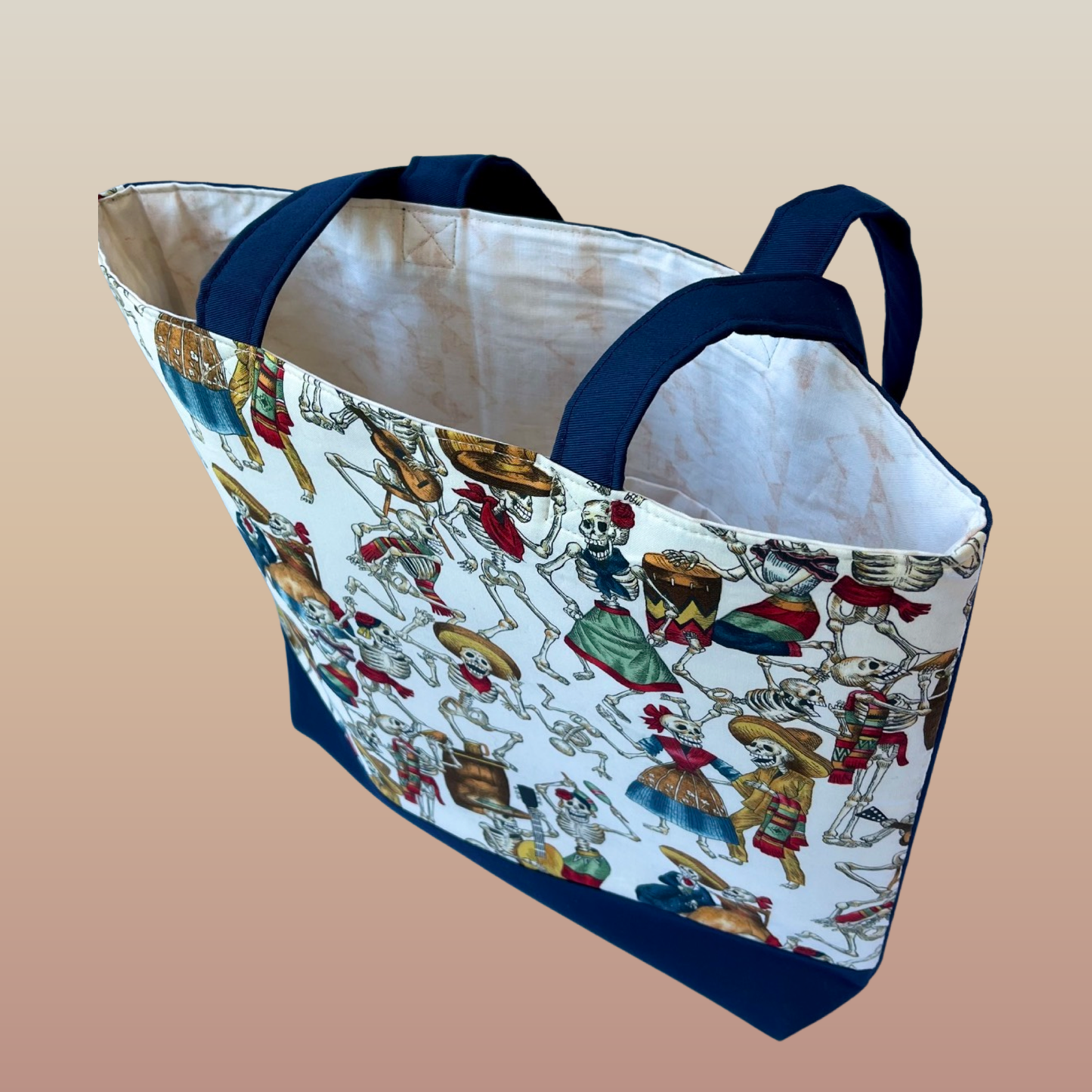 Baile de de Calaveras Tote bag - (Navy Blue)