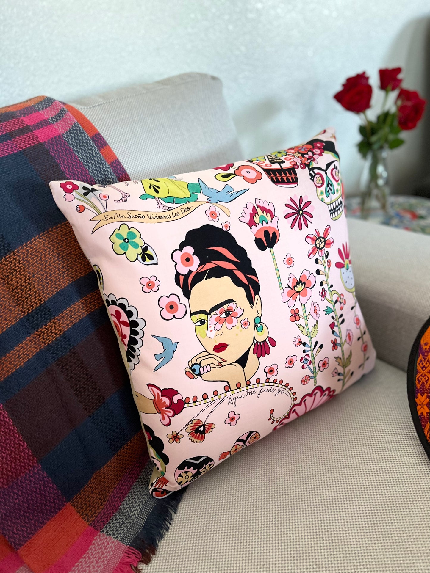 Frida Decorative Pillow Sleeve (Soft Pink)