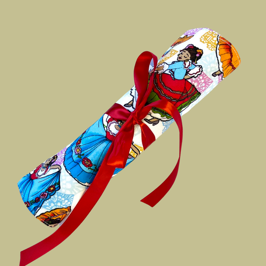 folklorico dancers cosmetic bag and brushroll