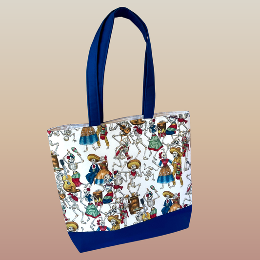 Baile de de Calaveras Tote bag - (Navy Blue)