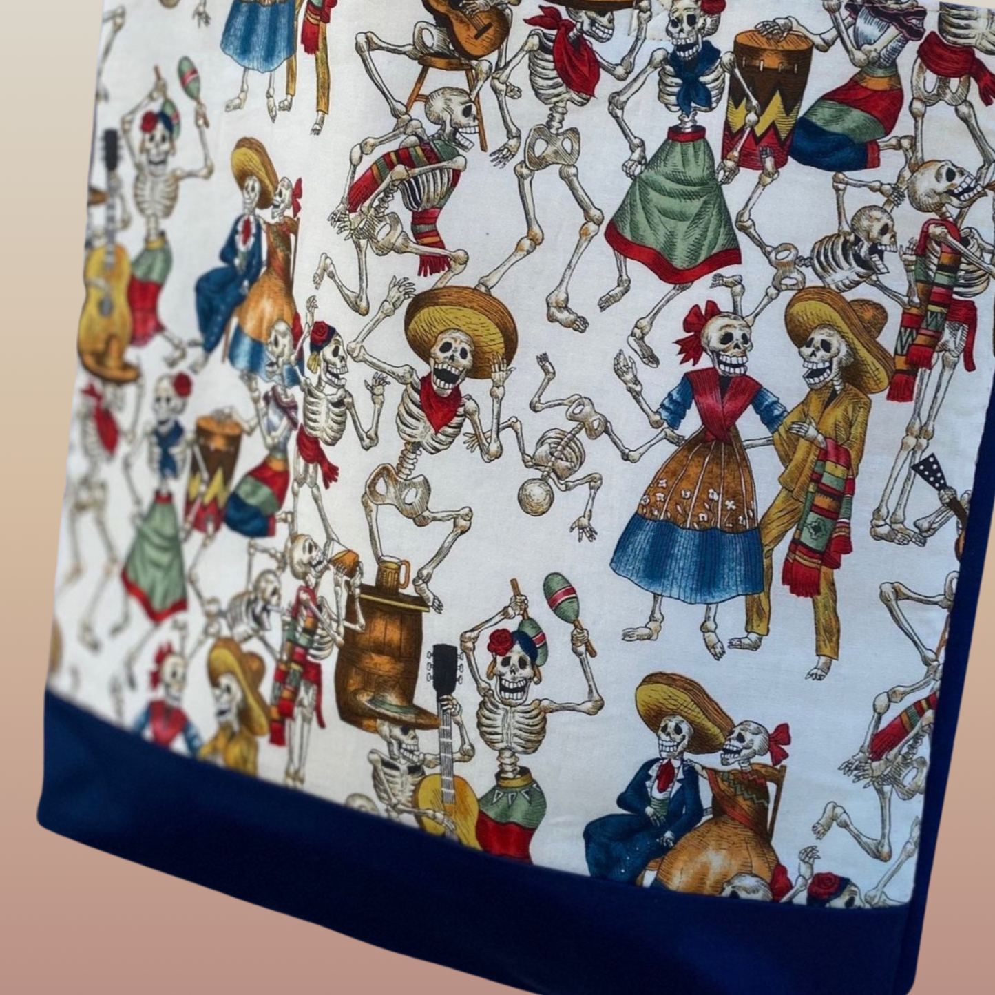 Baile de de Calaveras Tote bag - (Navy Blue)